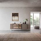 Sideboard in Ecological Wood, Glass and Metal for 4-Door Luxury Living Room - Bruno Viadurini