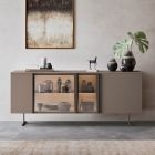 Sideboard in Ecological Wood, Glass and Metal for 4-Door Luxury Living Room - Bruno Viadurini