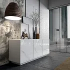 Sideboard in Lacquered Wood with 2 or 3 Ceramic Doors Made in Italy - Fiorenza Viadurini