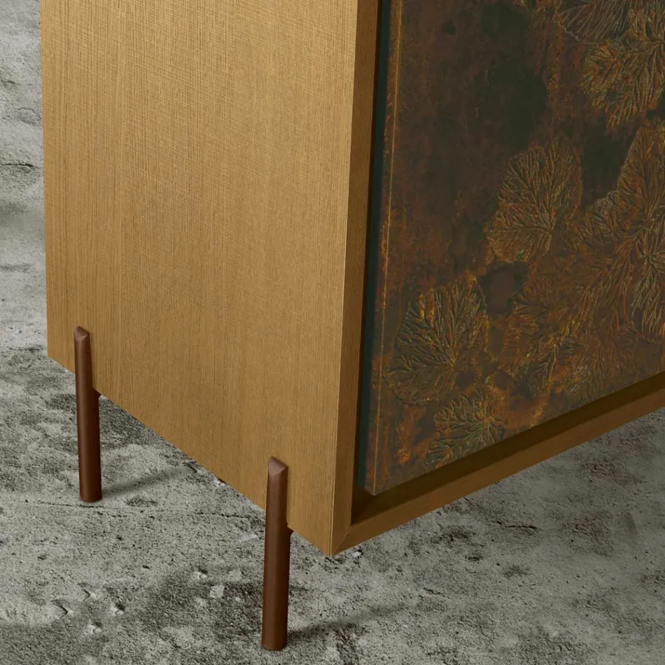 Handcrafted Blockboard Sideboard with 3 MDF Doors - Veralia  Viadurini