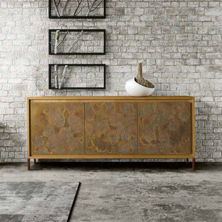 Handcrafted Blockboard Sideboard with 3 MDF Doors - Veralia  Viadurini