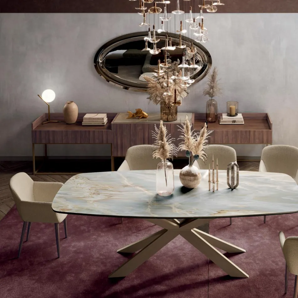 Sideboard in fir blockboard with Canaletto walnut veneer - Salerno Viadurini