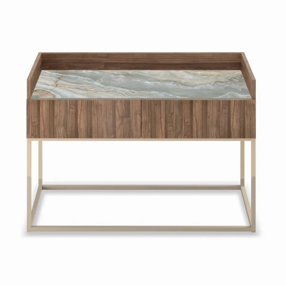 Sideboard in fir blockboard with Canaletto walnut veneer - Salerno Viadurini