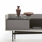 Sideboard in Mdf with Smoked Glass Top and Metal Base Made in Italy - Tonic Viadurini