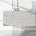 Sideboard in Light Gray Mdf with Glass Feet Made in Italy - Germena Viadurini