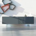 Sideboard in Graphite Gray Mdf with Glass Feet Made in Italy - Zelia