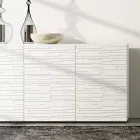Sideboard in Matt White Lacquered Mdf with Decorated Doors Made in Italy - Chicago Viadurini