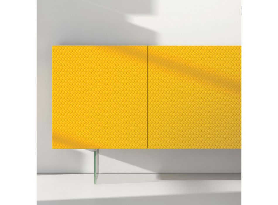 Living Room Sideboard in Yellow Mdf with Glass Feet