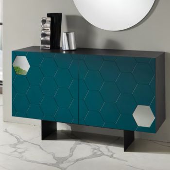 2-Door Melamine Sideboard with Glass Inserts Made in Italy - Moena