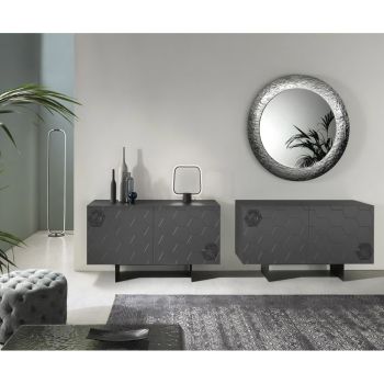 2-Door Melamine Sideboard with Glass Inserts Made in Italy - Moena