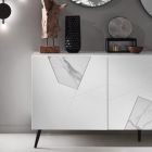Madia in Melamine and Mdf with Marble Effect Inserts Made in Italy - Camira Viadurini