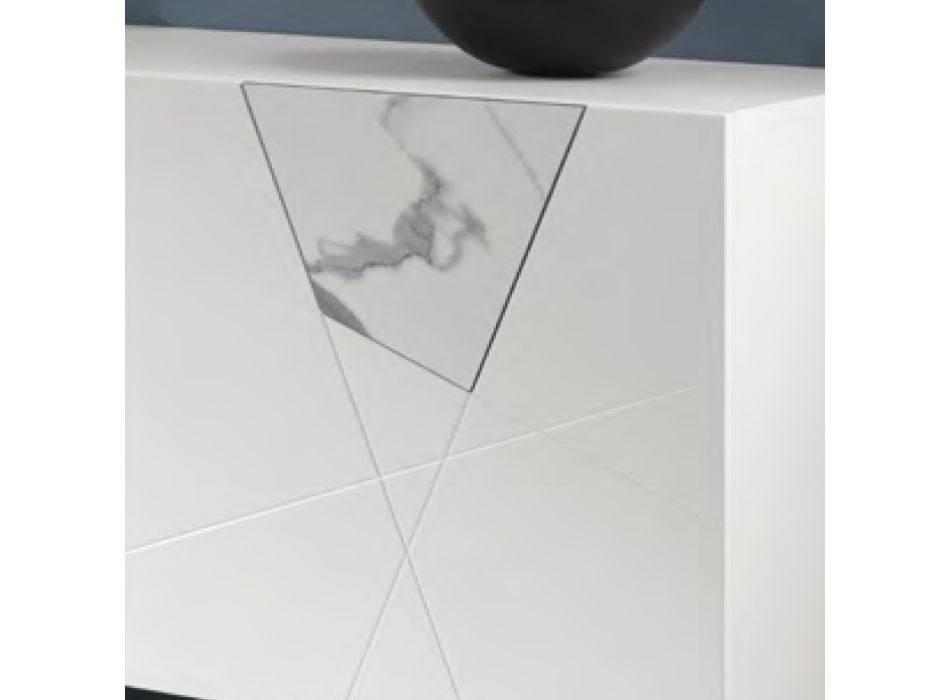 Madia in Melamine and Mdf with Marble Effect Inserts Made in Italy - Camira Viadurini