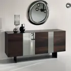 Sideboard in melamine with 3 oak doors and mirror Made in Italy - Romina Viadurini