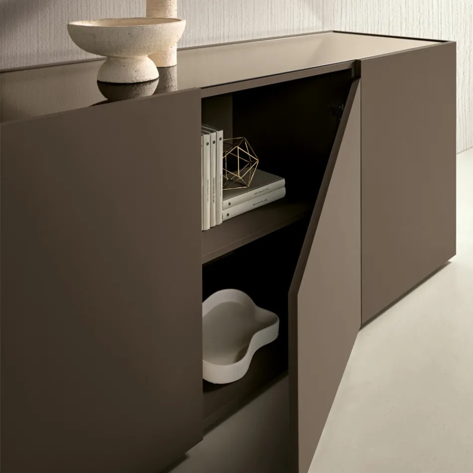 Floor-Standing Sideboard in Melamine with Diagonal Cut Made in Italy - Seta Viadurini