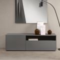 Miral Floor-Standing Melamine Sideboard with a Linear Design Made in Italy