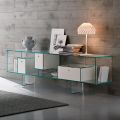 Glass Sideboard with Three Drawers, Elegant Design, Made in Italy - Senera