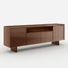 Back-Lacquered Glass Sideboard with Solid Wood Profile Made in Italy - Lutea Viadurini