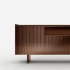 Back-Lacquered Glass Sideboard with Solid Wood Profile Made in Italy - Lutea Viadurini