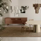 Back-Lacquered Glass Sideboard with Solid Wood Profile Made in Italy - Lutea Viadurini
