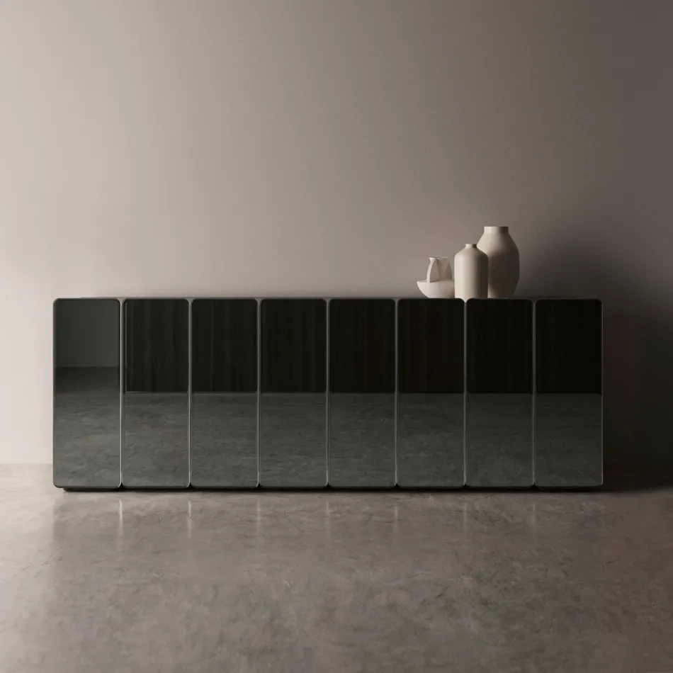 Modern Mirrored Wooden Sideboard with an Elegant Design Made in Italy - Ester Viadurini