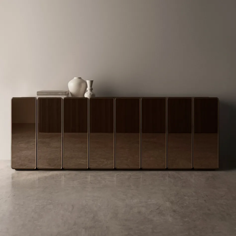 Modern Mirrored Wooden Sideboard with an Elegant Design Made in Italy - Ester Viadurini