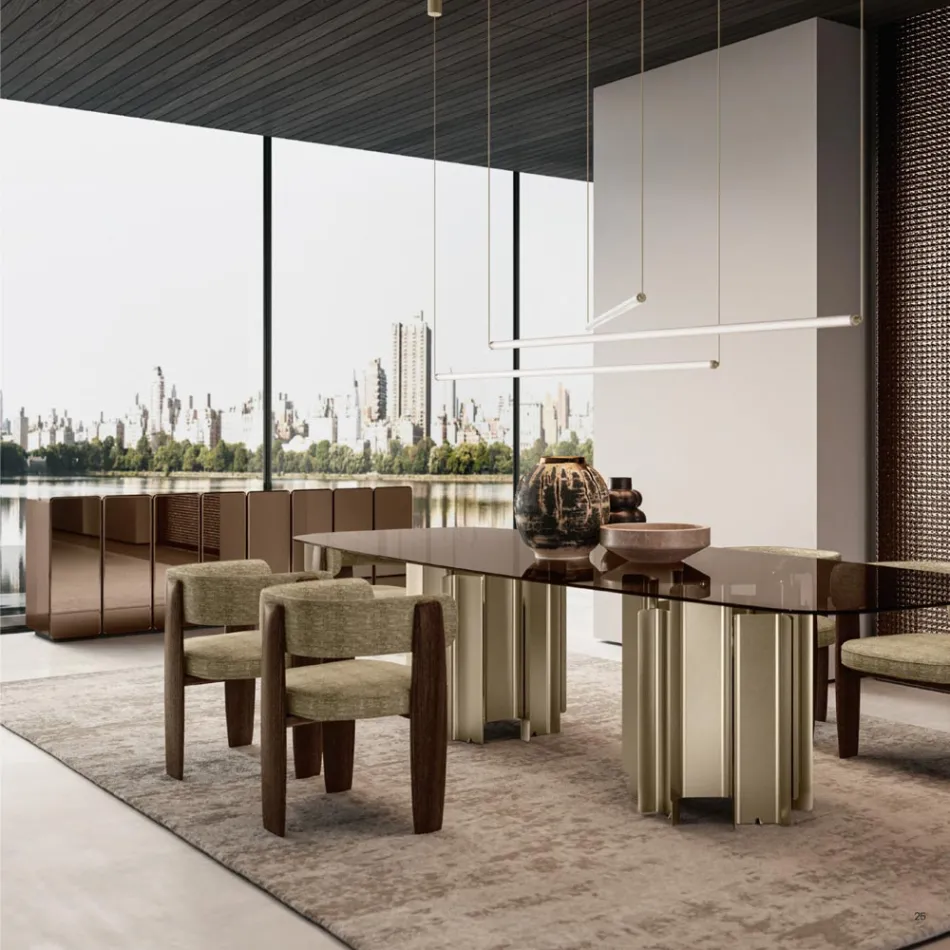 Modern Mirrored Wooden Sideboard with an Elegant Design Made in Italy - Ester Viadurini