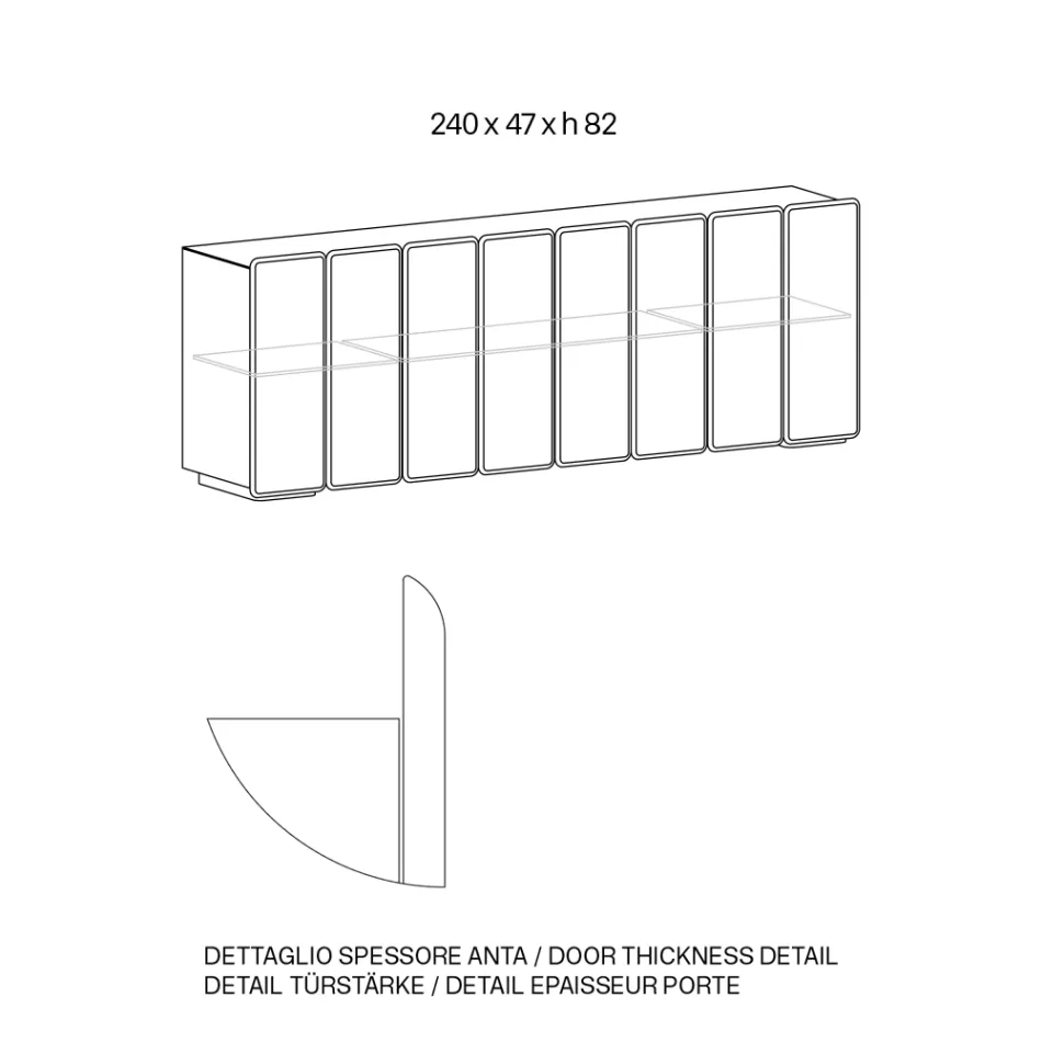 Elegantly Designed Modern Mirrored Wooden Sideboard Made in Italy - Ester Viadurini