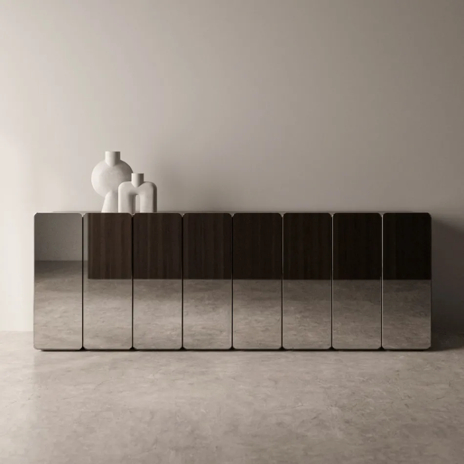 Modern Mirrored Wooden Sideboard with an Elegant Design Made in Italy - Ester Viadurini