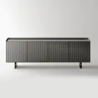 Modern Sideboard with Hinged Doors in Back-Lacquered Glass Made in Italy - Lutea Viadurini