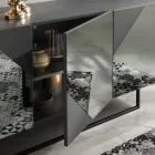 Modern Sideboard with Mdf Doors Covered in Mirror Made in Italy - Morgana Viadurini