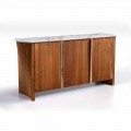 Wooden Sideboard with Marble Effect Gres Top, High Quality Made in Italy - Wonka