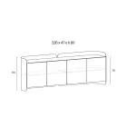 Modern Sideboard in Wood and Curved Metal, Made in Italy - Rugiada Viadurini