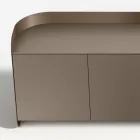 Modern Sideboard in Wood and Curved Metal, Made in Italy - Rugiada Viadurini