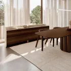 Modern Sideboard in Wood and Curved Metal, Made in Italy - Rugiada Viadurini