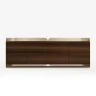 Modern Sideboard in Wood and Curved Metal, Made in Italy - Rugiada Viadurini