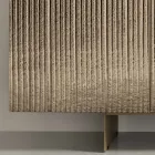 Four-Door Sideboard in Melamine and Coated Striped Glass Made in Italy - Ninfa Viadurini