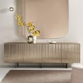 Four-Door Sideboard in Melamine and Coated Striped Glass Made in Italy - Ninfa