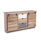 Living Room Sideboard in Mango Wood and Steel with 2 Doors and 3 Drawers - Sinfony Viadurini