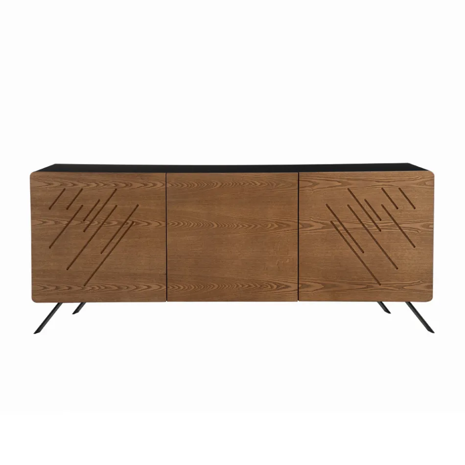 Living Room Sideboard in Mdf with 2 or 3 Door Engravings Made in Italy - Elegance Viadurini