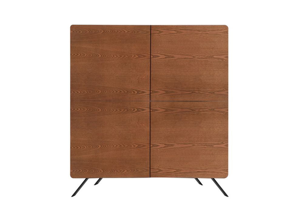 Living room sideboard Mdf structure and solid wood 4 doors Made in Italy - Rosalba Viadurini