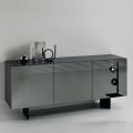 Living Room Sideboard in Melamine Wood and Smoked Mirror Made in Italy - Nicoletta