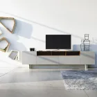 Living Room Sideboard in Gray Mdf with Oak Case Made in Italy - Giuditte Viadurini