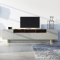 Living Room Sideboard in Gray Mdf with Oak Case Made in Italy - Giuditte