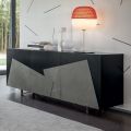 Living Room Sideboard in Lacquered Mdf 3 Doors with Ceramic Inserts - Imperio