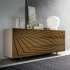 Living room sideboard in lacquered MDF 3 doors with silk-screened inlays - Saronno Viadurini
