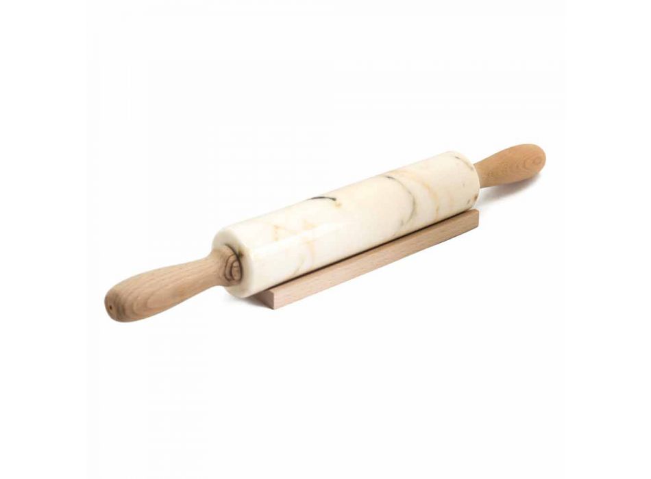 Marble Design Rolling Pin with Wooden Handles Made in Italy