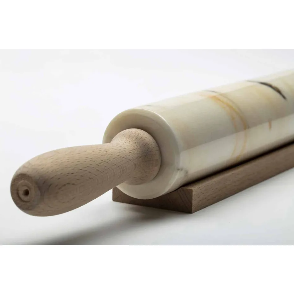Marble Rolling Pin with Wooden Handles Made in Italy - Senni Viadurini