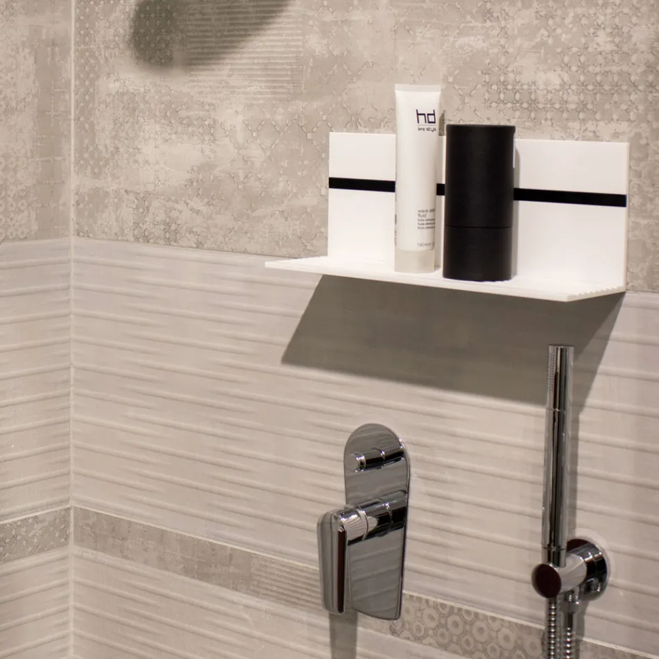 White Corian Wall Shelf L 35 or L 60 cm Made in Italy Quality - Elono Viadurini