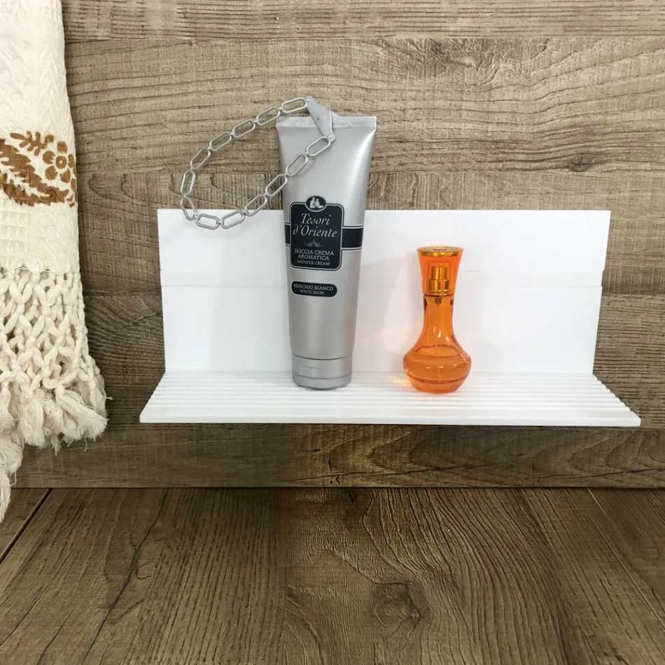 White Corian Wall Shelf L 35 or L 60 cm Made in Italy Quality - Elono Viadurini