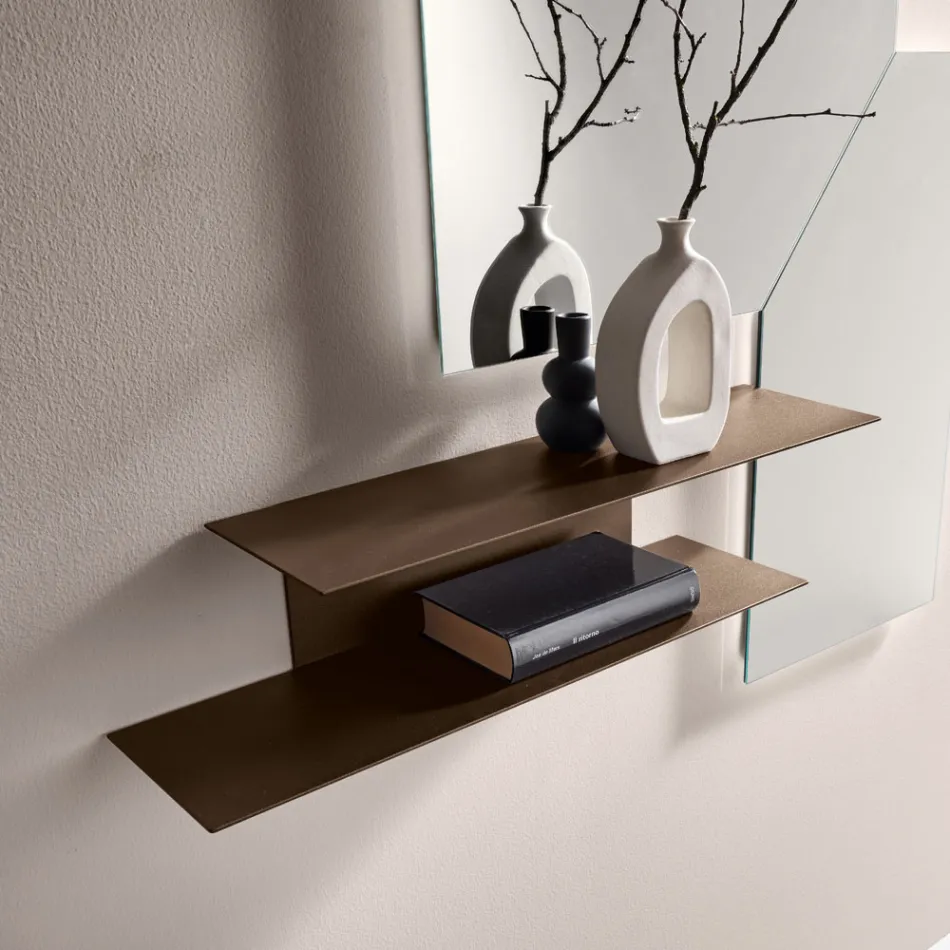 Rual Wall Shelf with Two Metal Shelves in Three Colors Viadurini